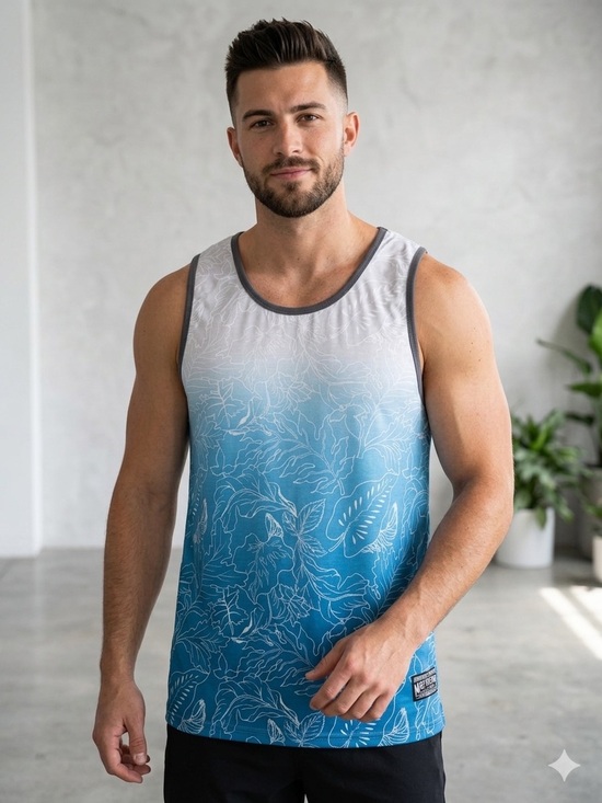 Most Ofcl Seven Other - NWT Most Ofcl Seven Blue Ombre Tropical Floral Tank Top 2XL